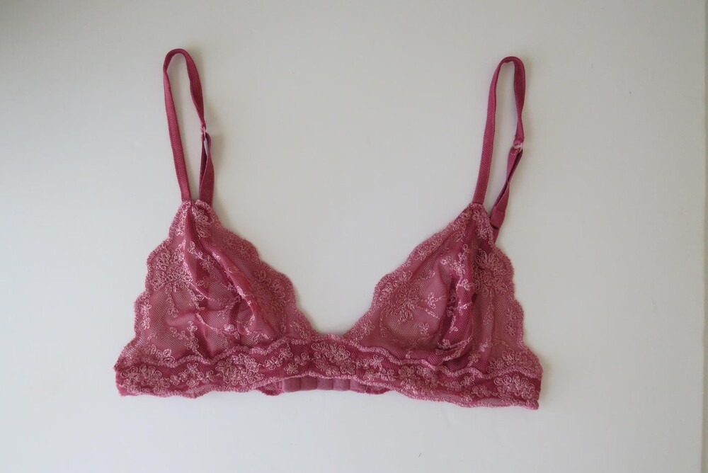 Vintage La Perla Lace Bralette, 2000s Pink, Italian Corded Floral Lace, Made in